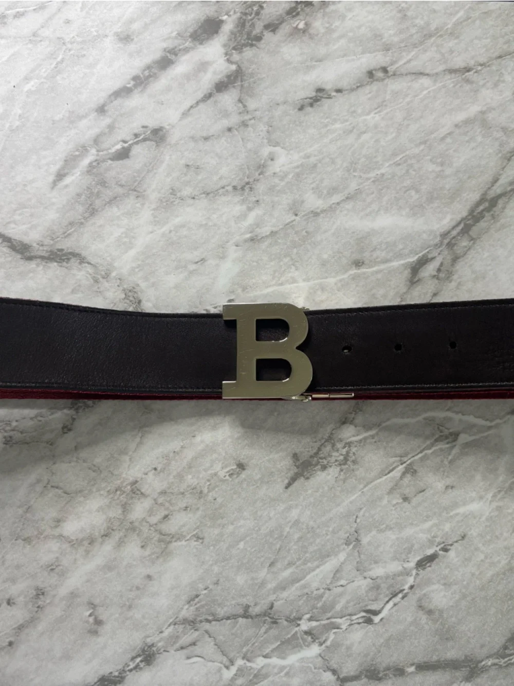 EUC BALLY Reversible Brown Leather Men’s Belt with Stripe on reverse size 42”